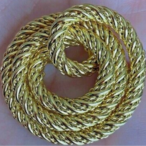 GROSSE Chr. Dior 1971 Layered Rope Knot Gold Plated Brooch Germany MINT COND. - Picture 2 of 3